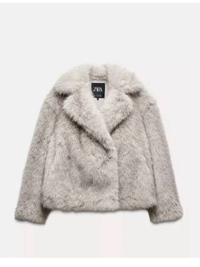 ZARA trending Light Gray Faux Fur Jacket